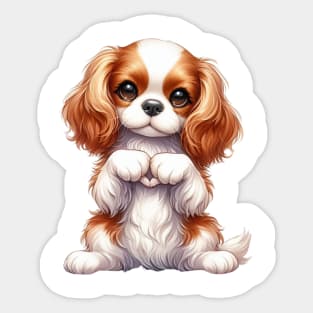 Valentine Cavalier King Charles Spaniel Dog Giving Heart Hand Sign Sticker